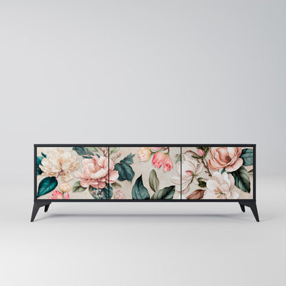 FLORAL GRACE 3-dörrars TV-bänk i svart finish