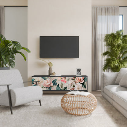FLORAL GRACE 3-dörrars TV-bänk i svart finish