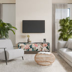 FLORAL GRACE 3-Door TV Stand in Black Finish