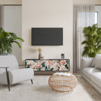 FLORAL GRACE 3-Door TV Stand in Black Finish