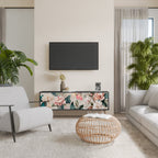 FLORAL GRACE 3-Door TV Stand in Black Finish