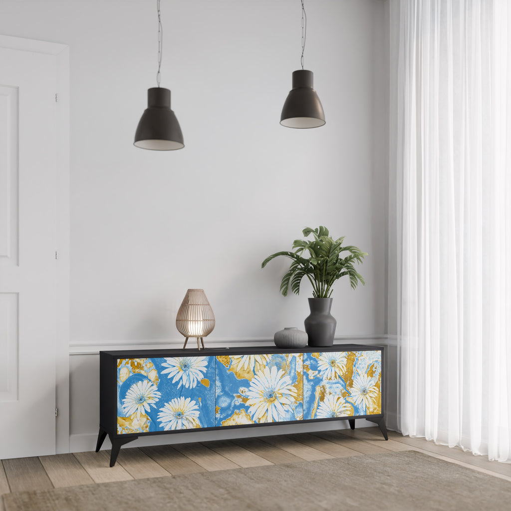 DAISY LUXE 3-dörrars TV-bänk i svart finish