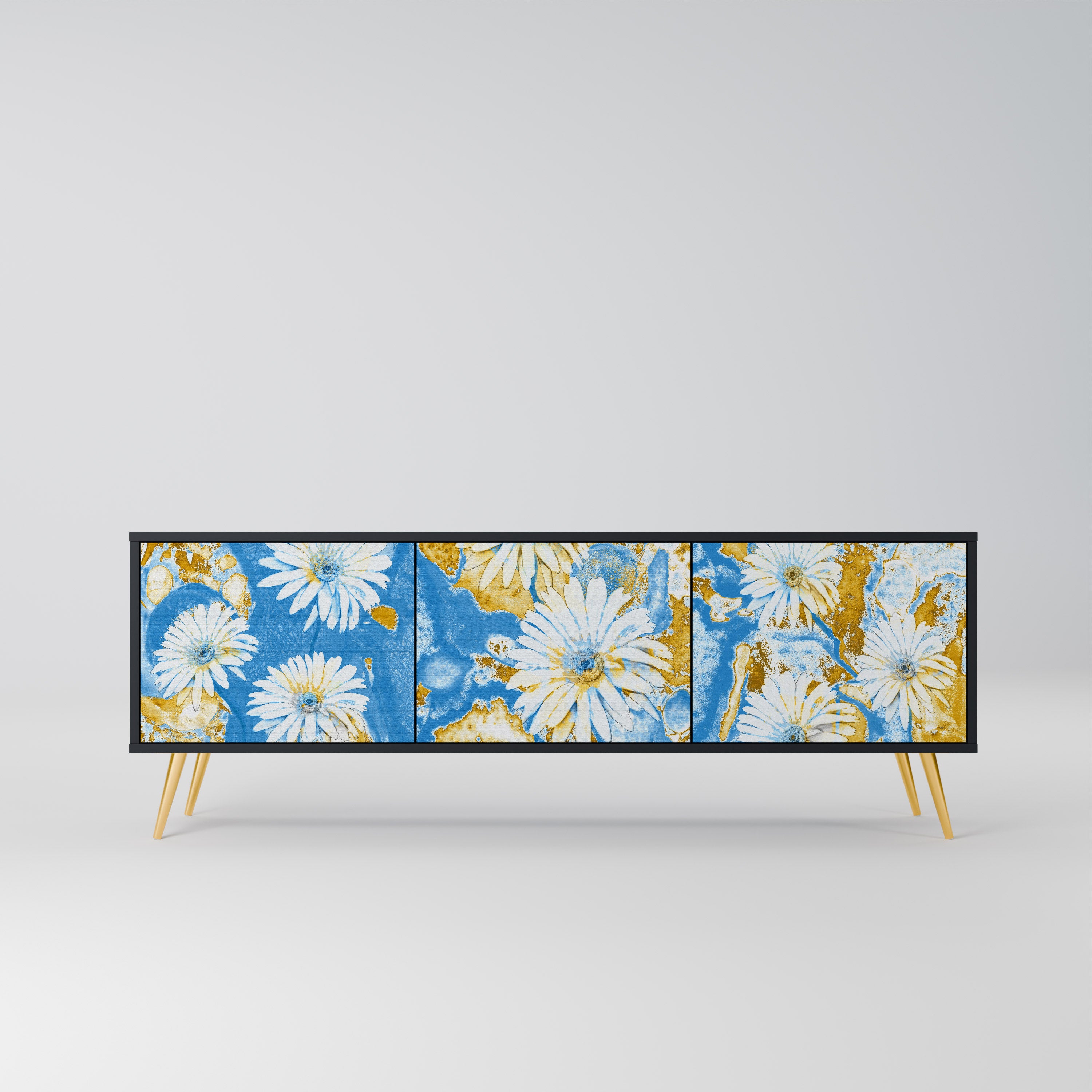 DAISY LUXE 3-dörrars TV-bänk i svart finish