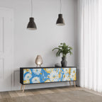 DAISY LUXE 3-Door TV Stand in Black Finish