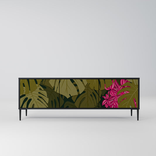 TROPICAL BEAUTY 3-Door TV Stand in Black Finish