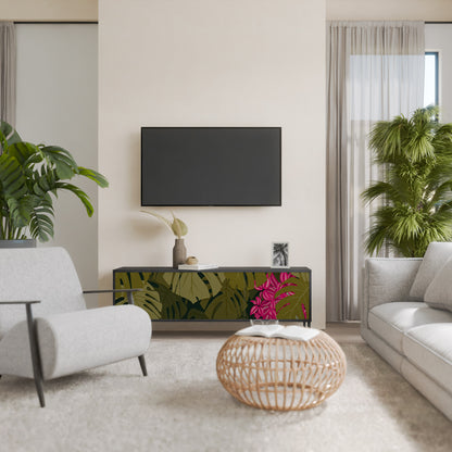TROPICAL BEAUTY 3-dörrars TV-bänk i svart finish