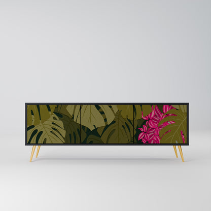 TROPICAL BEAUTY 3-dörrars TV-bänk i svart finish