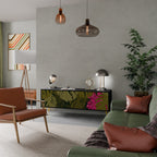 TROPICAL BEAUTY 3-Door TV Stand in Black Finish