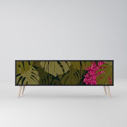 TROPICAL BEAUTY 3-dörrars TV-bänk i svart finish