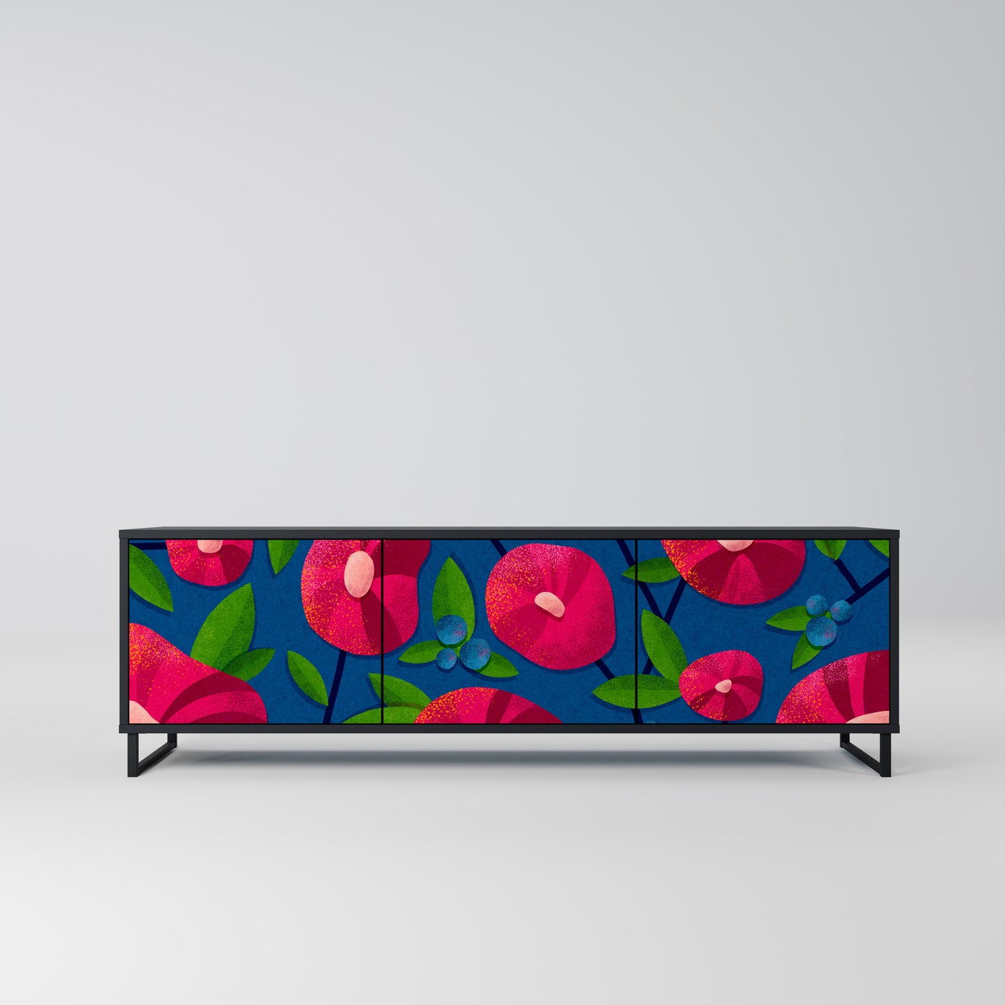 SPRING THOUGHTS 3-Door TV Stand in Black Finish