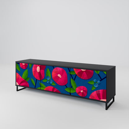 SPRING THOUGHTS 3-Door TV Stand in Black Finish