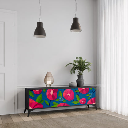SPRING THOUGHTS 3-Door TV Stand in Black Finish