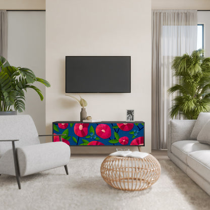 SPRING THOUGHTS 3-Door TV Stand in Black Finish