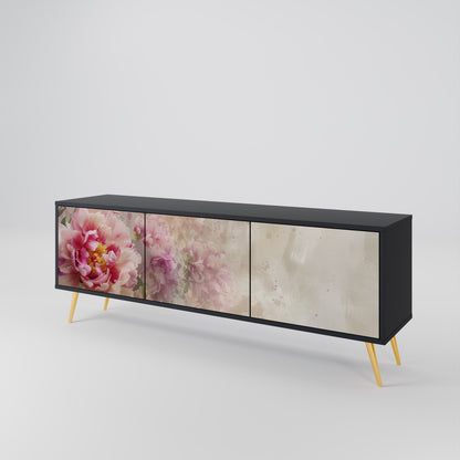 PEONY WHISPER TV-bänk med 3 dörrar i svart finish