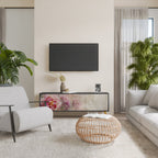 PEONY WHISPER 3-Door TV Stand in Black Finish