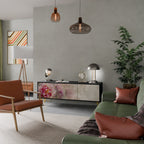 PEONY WHISPER 3-Door TV Stand in Black Finish