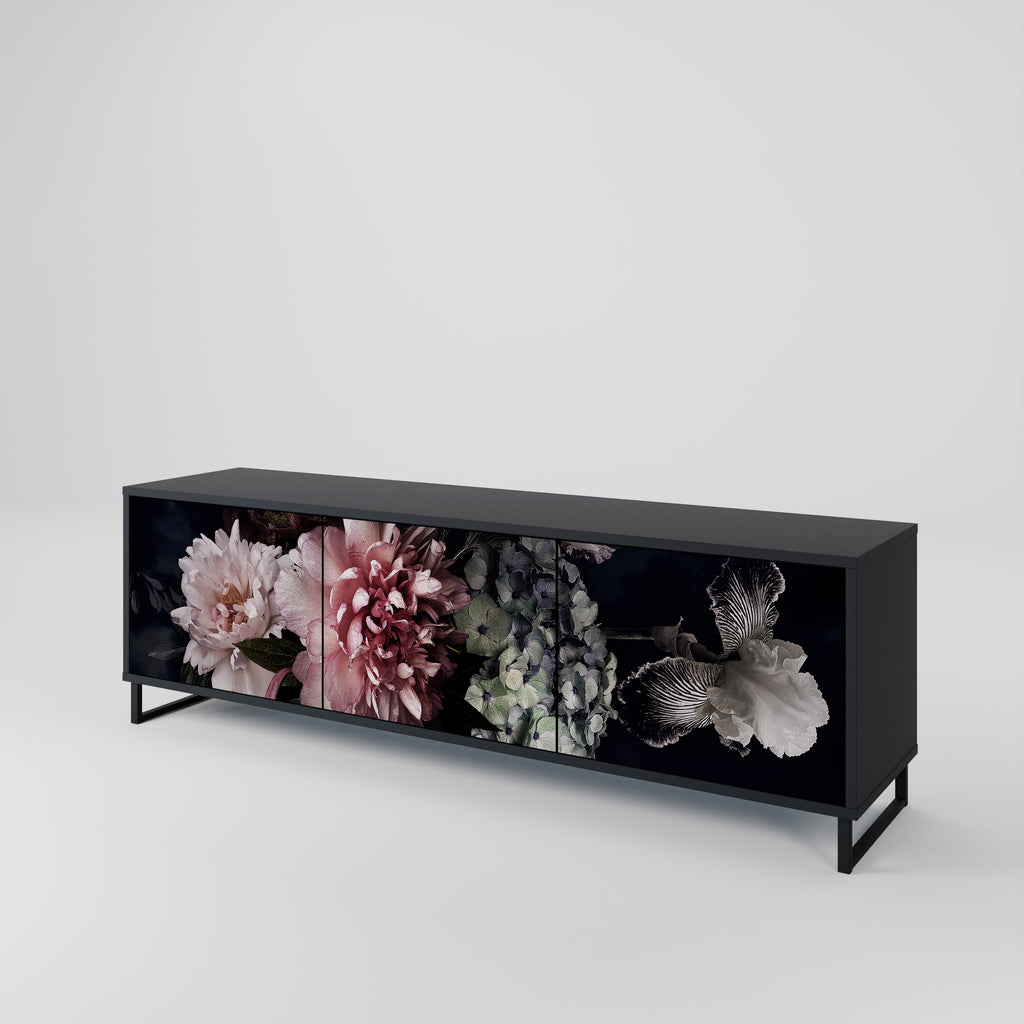 PURE BLOSSOM 3-dörrars TV-bänk i svart finish