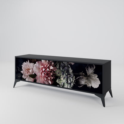 PURE BLOSSOM 3-dörrars TV-bänk i svart finish