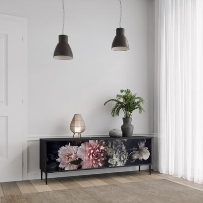 PURE BLOSSOM 3-dörrars TV-bänk i svart finish