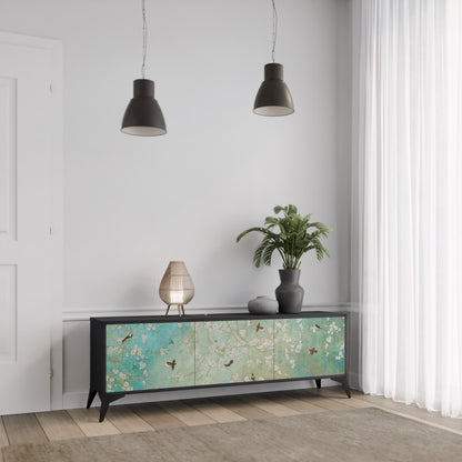BLOOMING CHARM 3-dörrars TV-bänk i svart finish