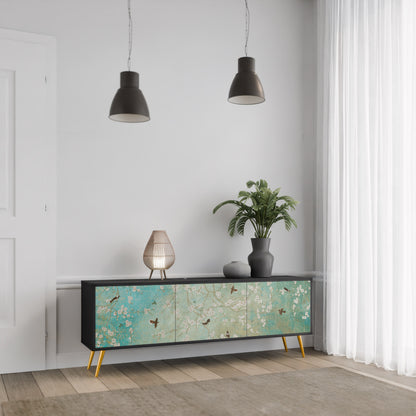 BLOOMING CHARM 3-dörrars TV-bänk i svart finish