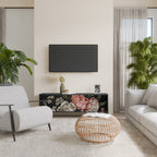 LUSH ELEGANCE 3-Door TV Stand in Black Finish