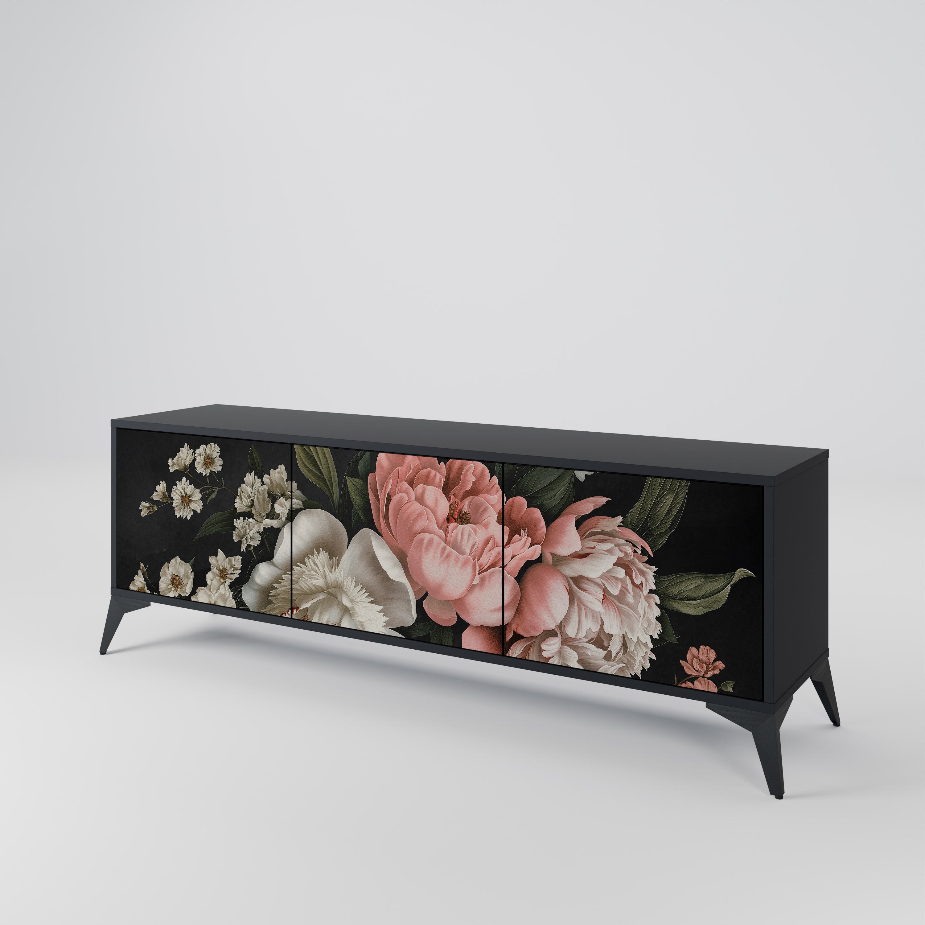 LUSH ELEGANCE 3-dörrars TV-bänk i svart finish