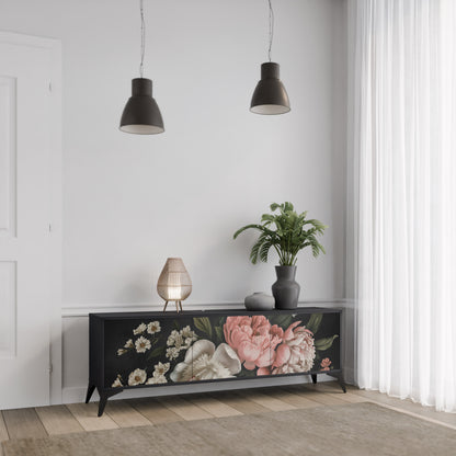 LUSH ELEGANCE 3-dörrars TV-bänk i svart finish
