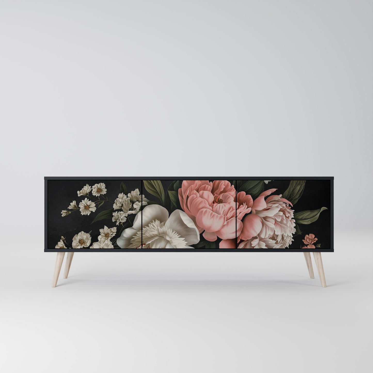 LUSH ELEGANCE 3-dörrars TV-bänk i svart finish