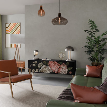 LUSH ELEGANCE 3-dörrars TV-bänk i svart finish