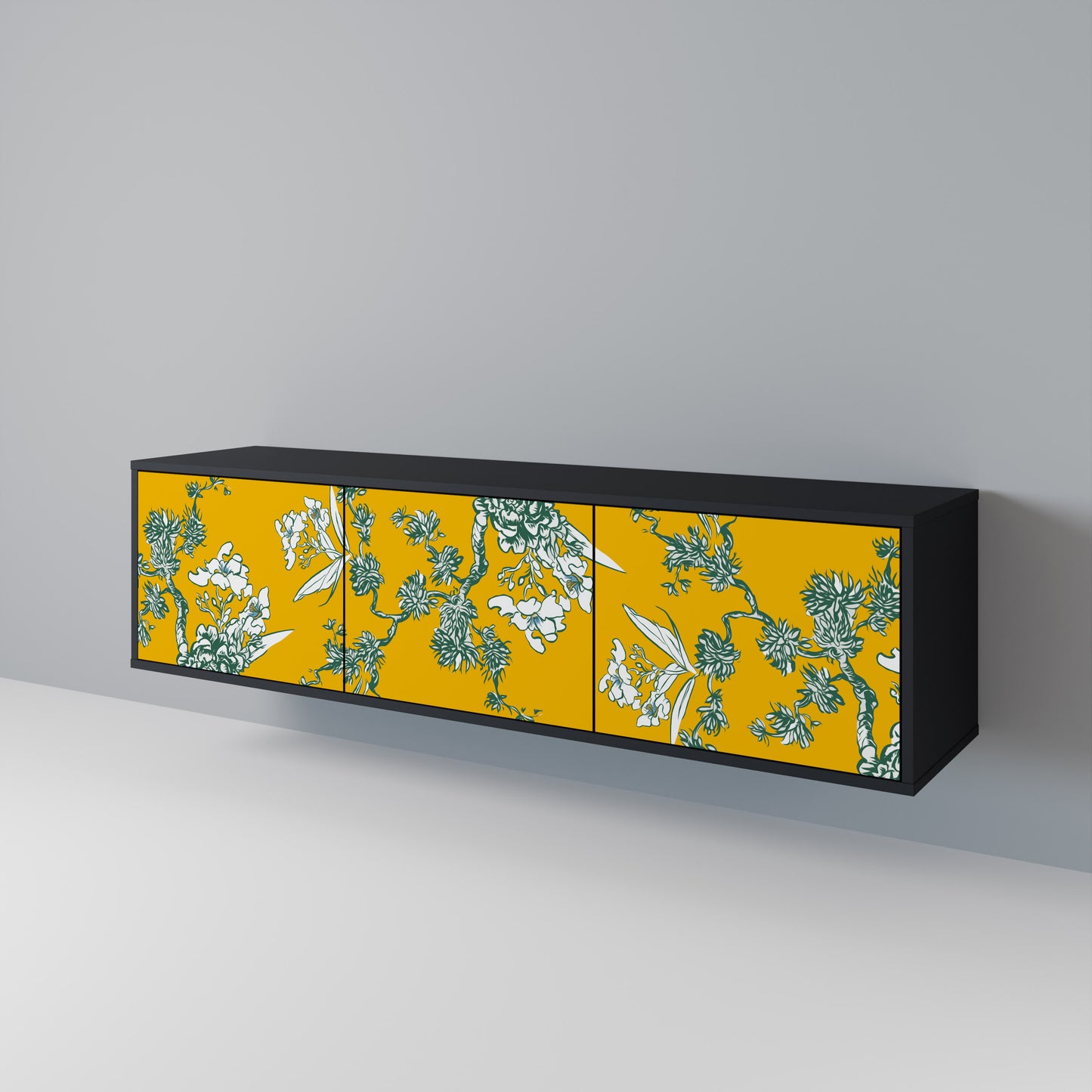 YELLOW CHINOISERIE TV-bänk med 3 dörrar
