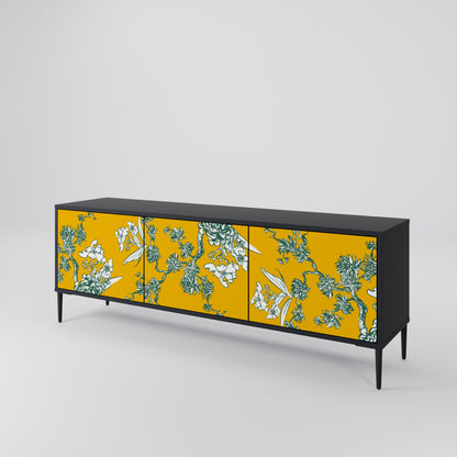 YELLOW CHINOISERIE TV-bänk med 3 dörrar