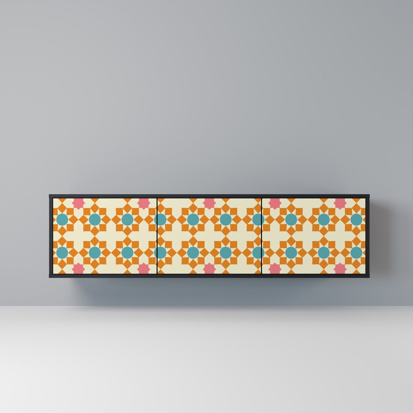 FLORAL DECOR 3-dörrars TV-bänk i svart finish