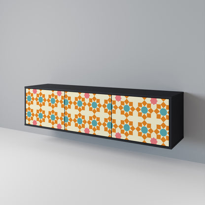 FLORAL DECOR 3-dörrars TV-bänk i svart finish