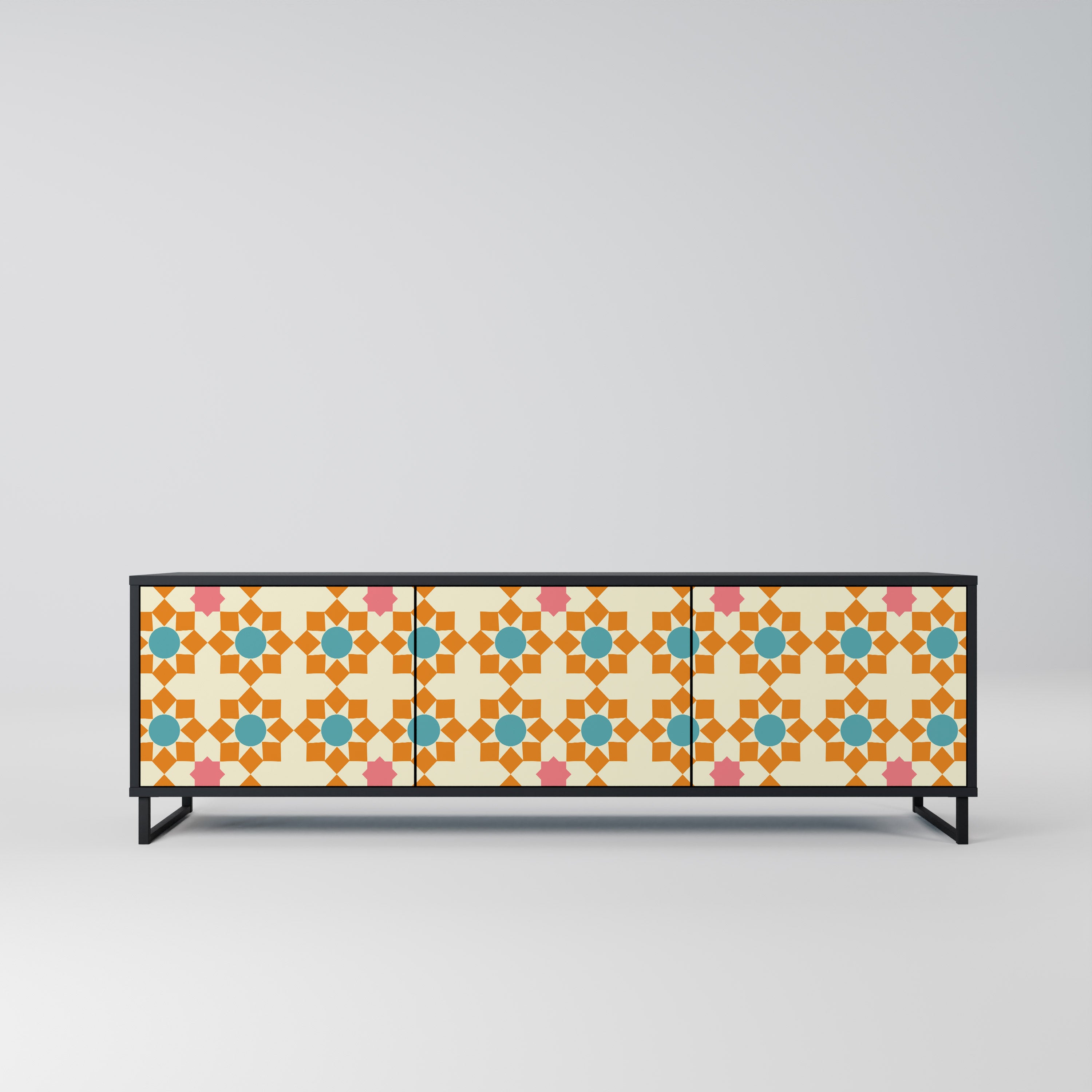 FLORAL DECOR 3-dörrars TV-bänk i svart finish