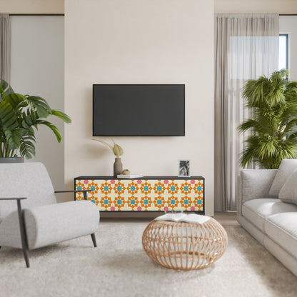 FLORAL DECOR 3-dörrars TV-bänk i svart finish