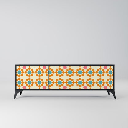 FLORAL DECOR 3-dörrars TV-bänk i svart finish