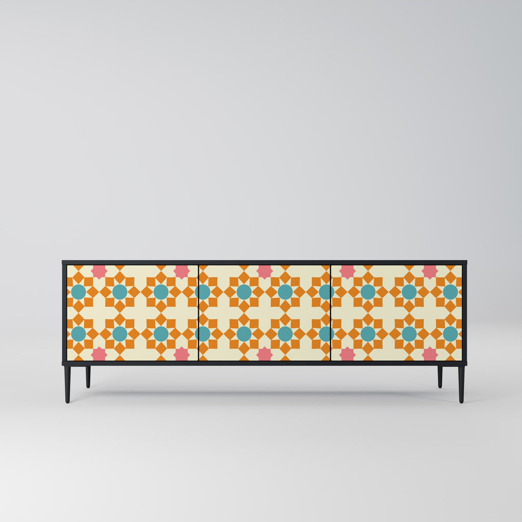 FLORAL DECOR 3-dörrars TV-bänk i svart finish