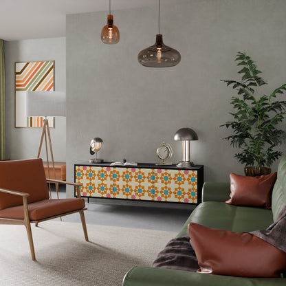 FLORAL DECOR 3-dörrars TV-bänk i svart finish