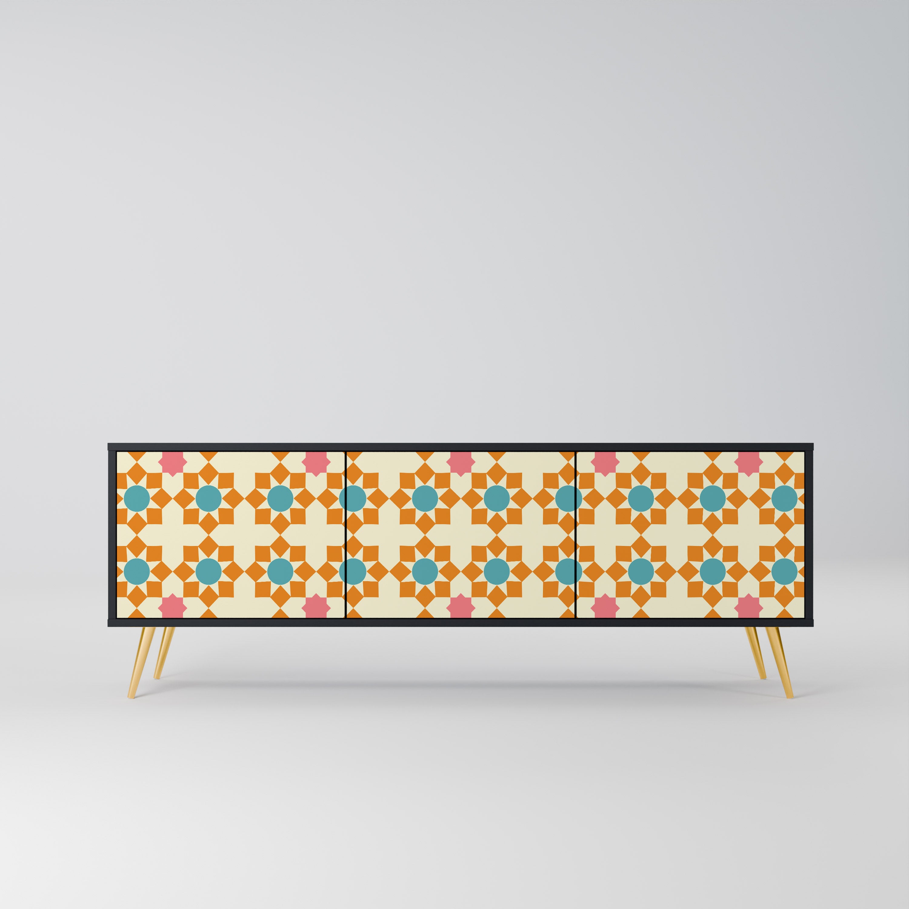 FLORAL DECOR 3-dörrars TV-bänk i svart finish