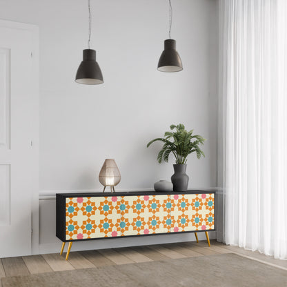 FLORAL DECOR 3-dörrars TV-bänk i svart finish