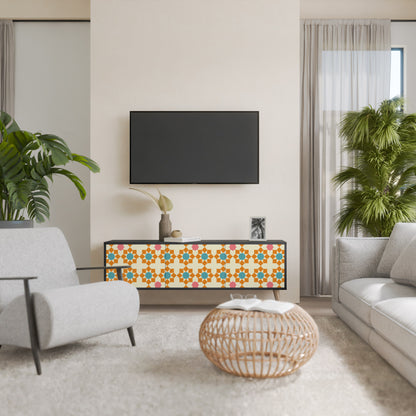 FLORAL DECOR 3-dörrars TV-bänk i svart finish