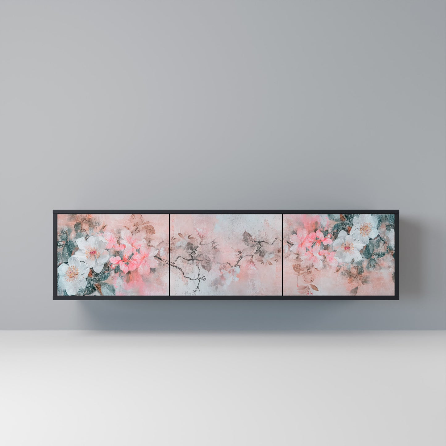 CHERRY BLOSSOM 3-dörrars TV-bänk i svart finish