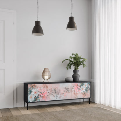 CHERRY BLOSSOM 3-Door TV Stand in Black Finish