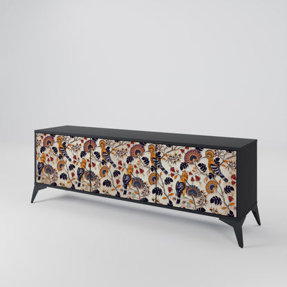 EMINENT HOOPOE 3-Door TV Stand in Black Finish