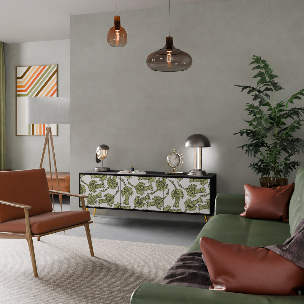 SEEDLING SONGBIRD 3-dörrars TV-bänk i svart finish