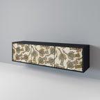 ALMONDINE SONGBIRD 3-Door TV Stand in Black Finish