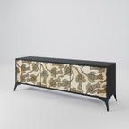 ALMONDINE SONGBIRD 3-Door TV Stand in Black Finish