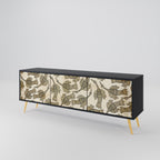 ALMONDINE SONGBIRD 3-Door TV Stand in Black Finish