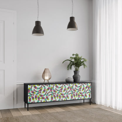 INDIAN FISH 3-Door TV Stand in Black Finish